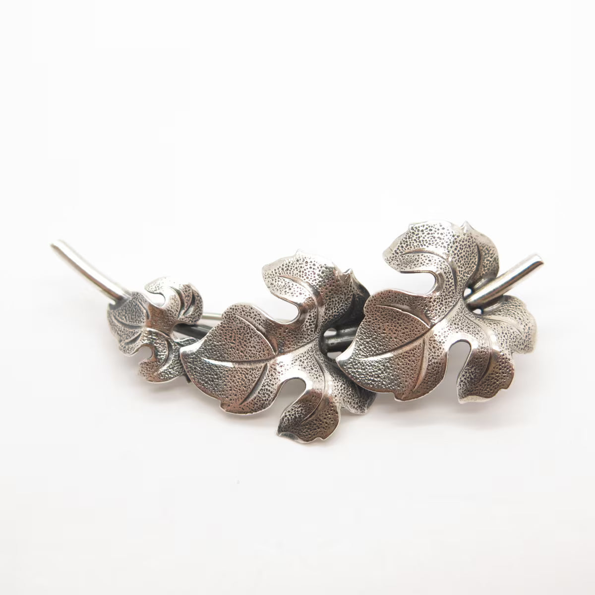 925 Sterling Silver Vintage BEAU Textured Leaf Pin Brooch