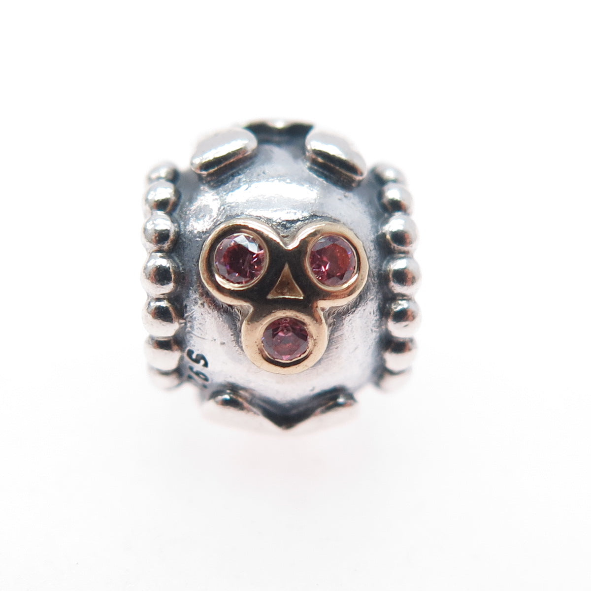 PANDORA 925 Sterling Silver & Gold Swarovski Crystal Mom Slide Bead Charm