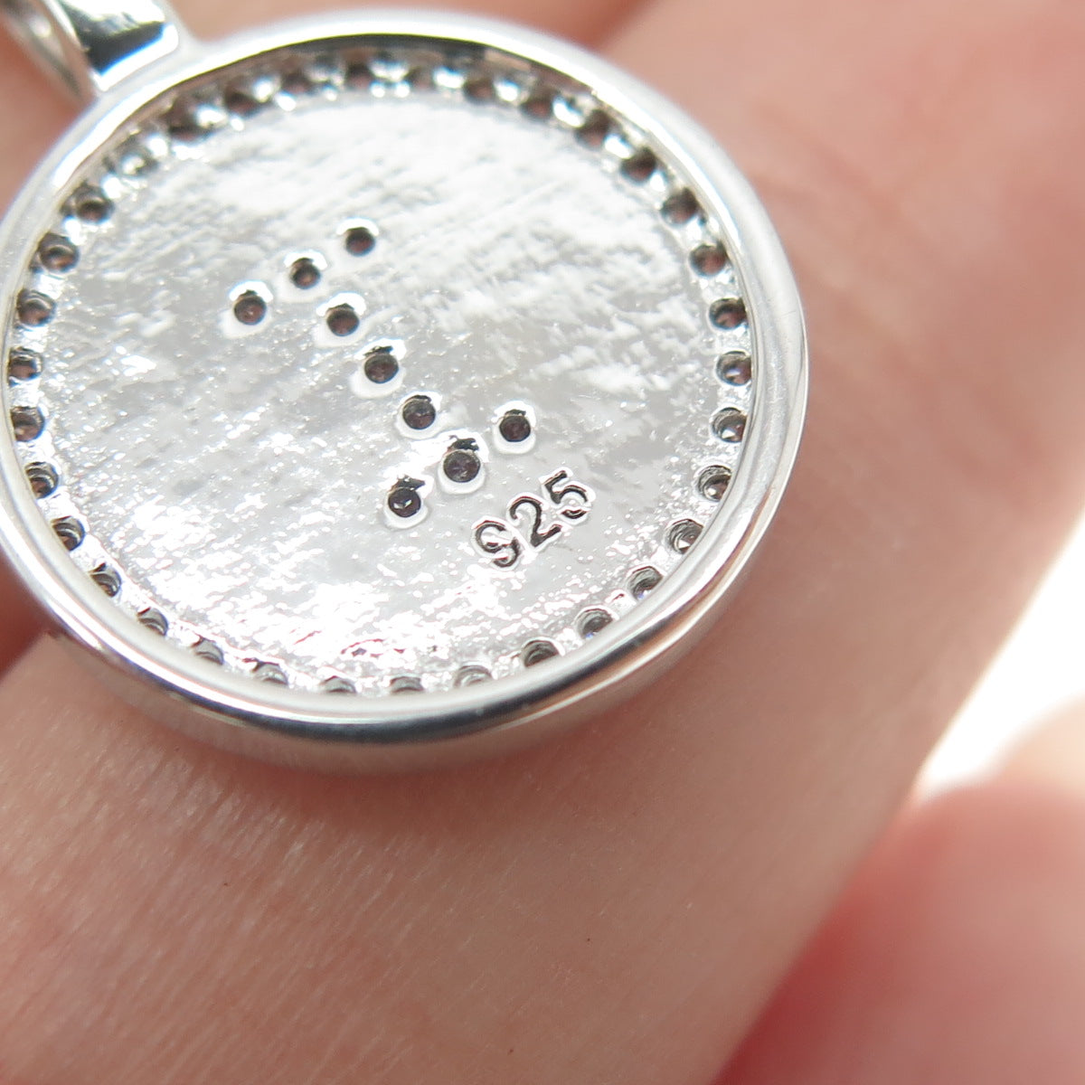 925 Sterling Silver Italy Pave C Z Letter "I" Initial Cable Chain Necklace 16"