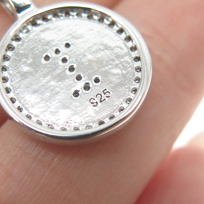 925 Sterling Silver Italy Pave C Z Letter "I" Initial Cable Chain Necklace 16"