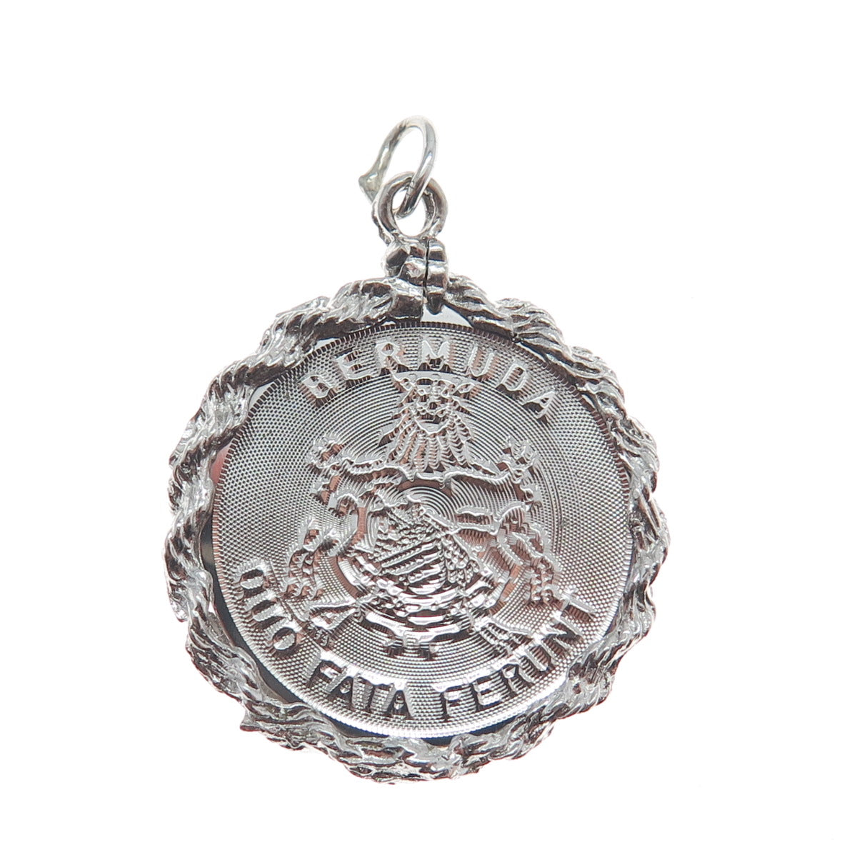 CREA 925 Sterling Silver Vintage Bermuda Coat of Arms Charm Pendant