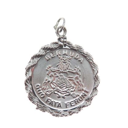 CREA 925 Sterling Silver Vintage Bermuda Coat of Arms Charm Pendant