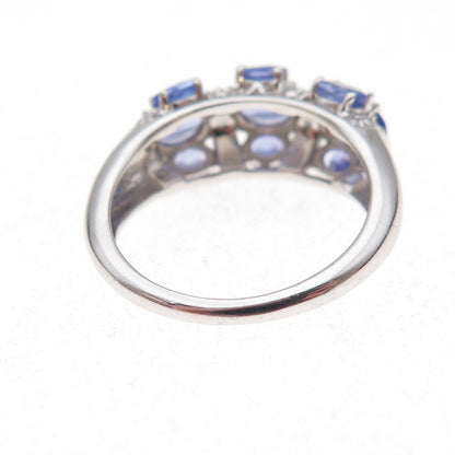 925 Sterling Silver Real Tanzanite & White Topaz Ring Size 8