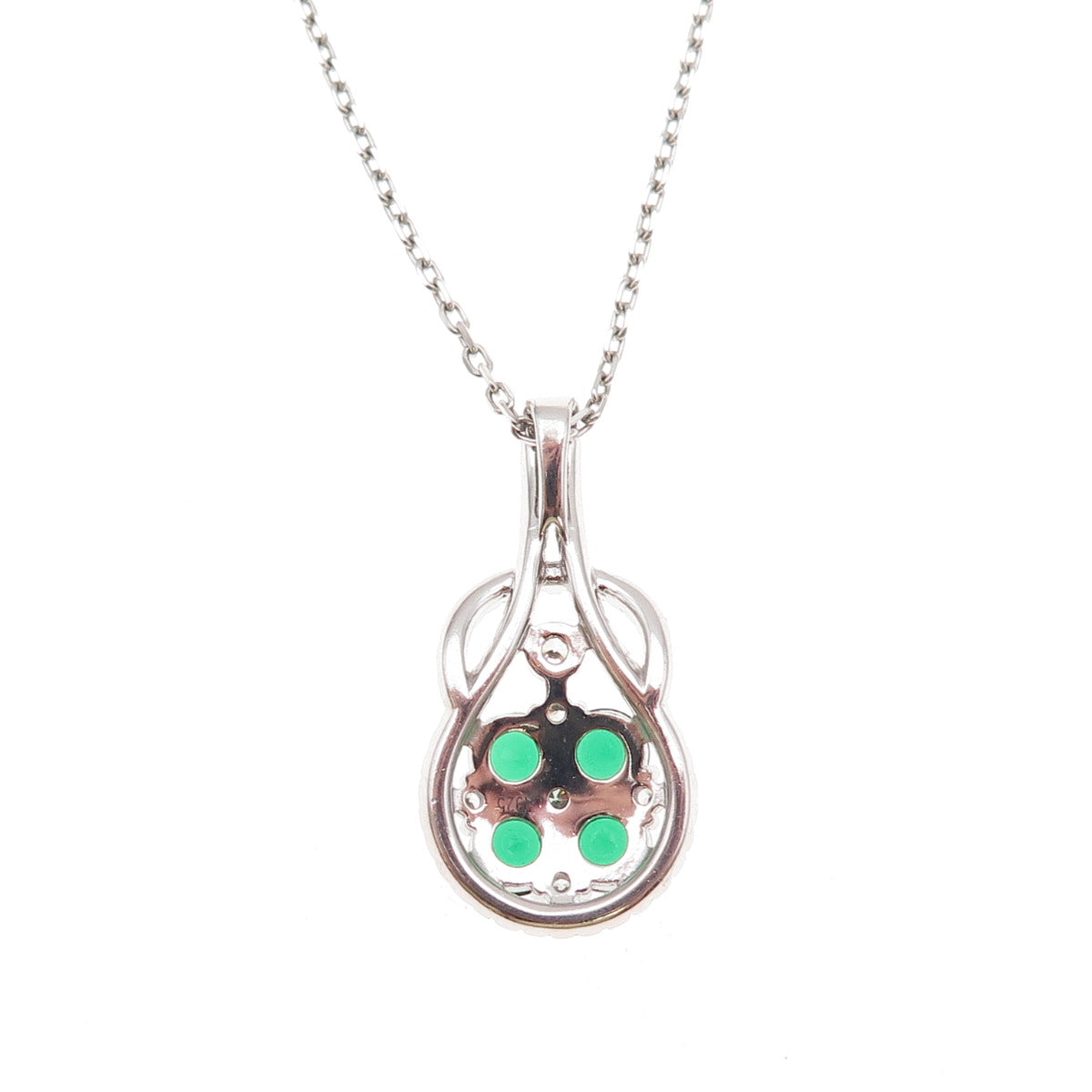 925 Sterling Silver Round-Cut Green & White C Z Cable Chain Necklace 18"
