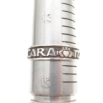 925 Sterling Vintage Mo Anam Cara My Soulmate Oxidized Band Ring Size 14.25