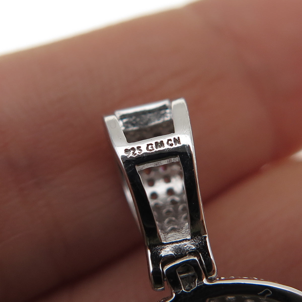 925 Sterling Silver Enamel Round-Cut C Z Ghost Emoji Charm Pendant