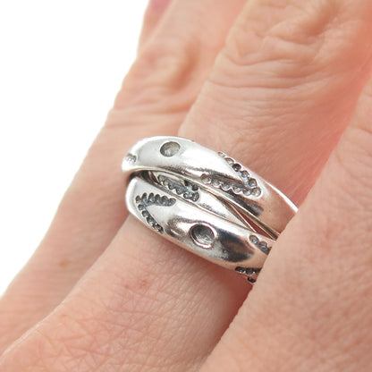 925 Sterling Silver Vintage Arrow Interlocked Trinity Band Ring Size 10.25