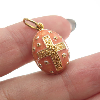 RAFKA Retired 925 Sterling Silver Vermeil Enamel Cross Easter Egg Charm Pendant