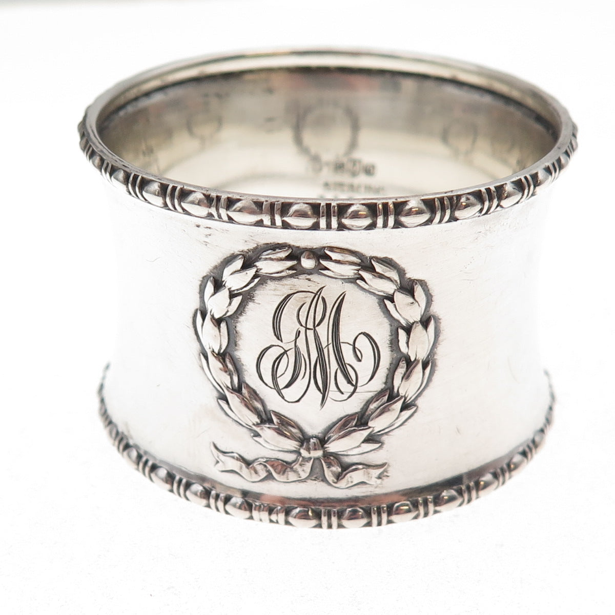 Gorham 925 Sterling Silver Antique Art Deco Engraved Monogram Napkin Ring B1546