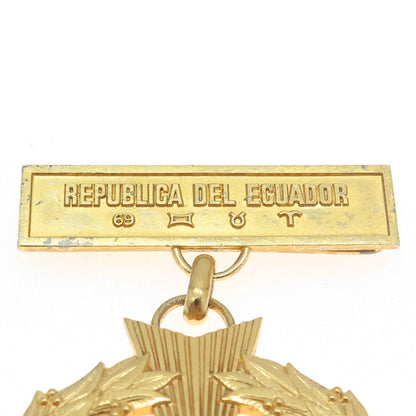 HUGUENIN Sterling Gold Plated Antique Ecuador Enamel Order Of Abdon Calderon