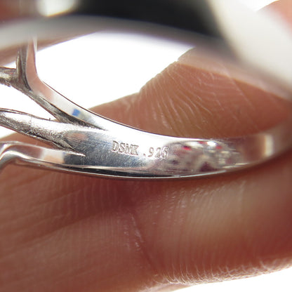 DSMK 925 Sterling Silver Red & White C Z Ring Size 7.25