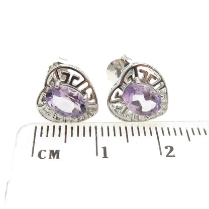 DBJ DEE BERKLEY JEWELRY 925 Sterling Silver Real Amethyst Heart Stud Earrings