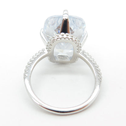 925 Sterling Silver Oval-Cut Shaped C Z Ring Size 6