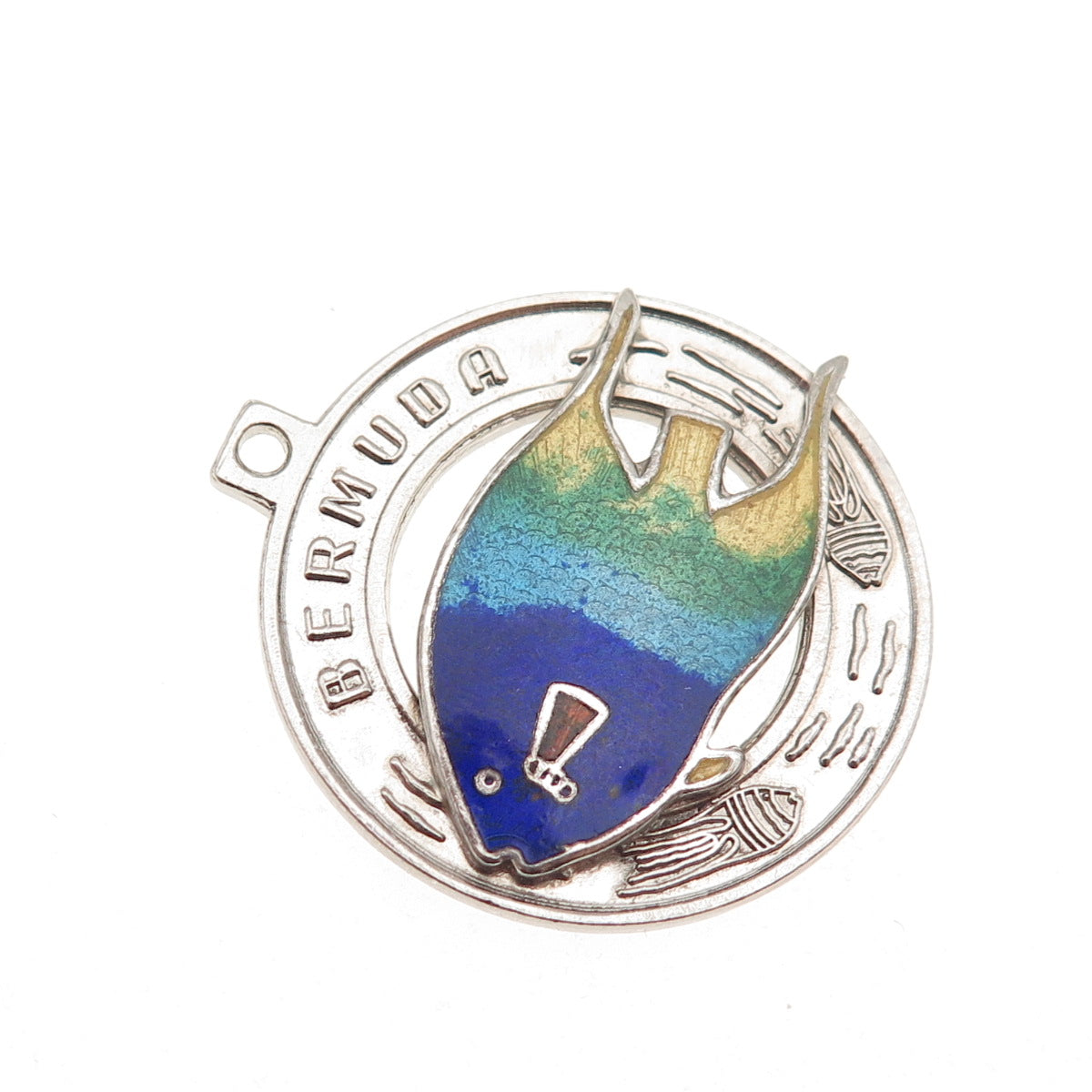 BREADNER CO. Sterling Silver Vintage Enamel Bermuda Tropical Fish Charm Pendant