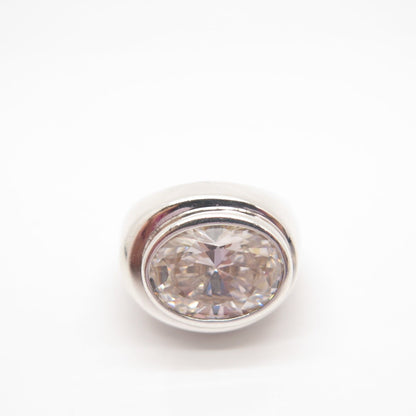 925 Sterling Silver Vintage Oval-Cut C Z Ring Size 7.5