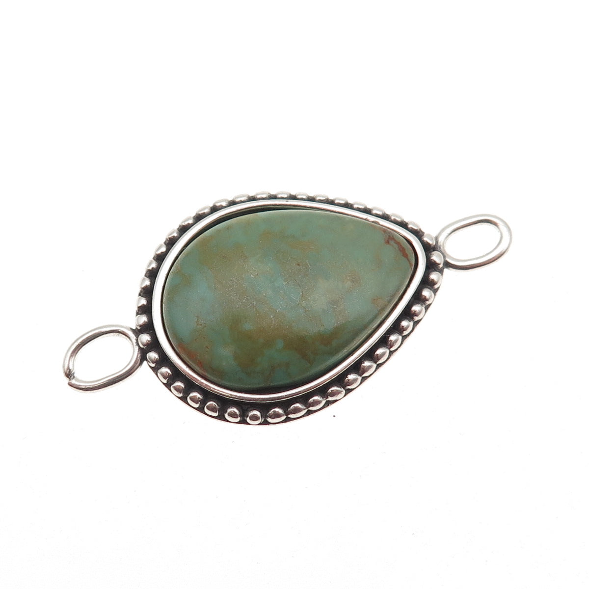 AVA 925 Sterling Silver Vintage Real Royston Turquoise Centerpiece Slide Pendant