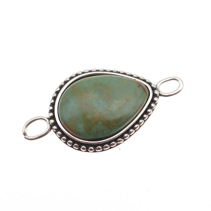 AVA 925 Sterling Silver Vintage Real Royston Turquoise Centerpiece Slide Pendant
