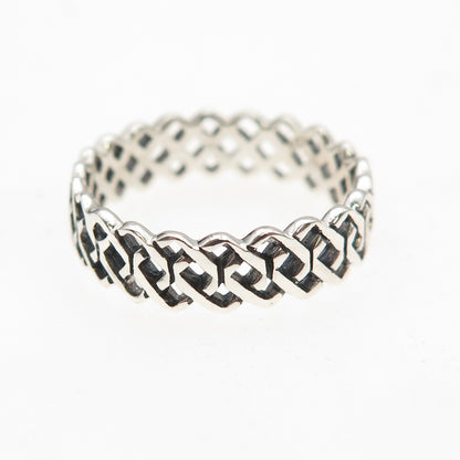 925 Sterling Silver Vintage Celtic Oxidized Band Ring Size 7.25