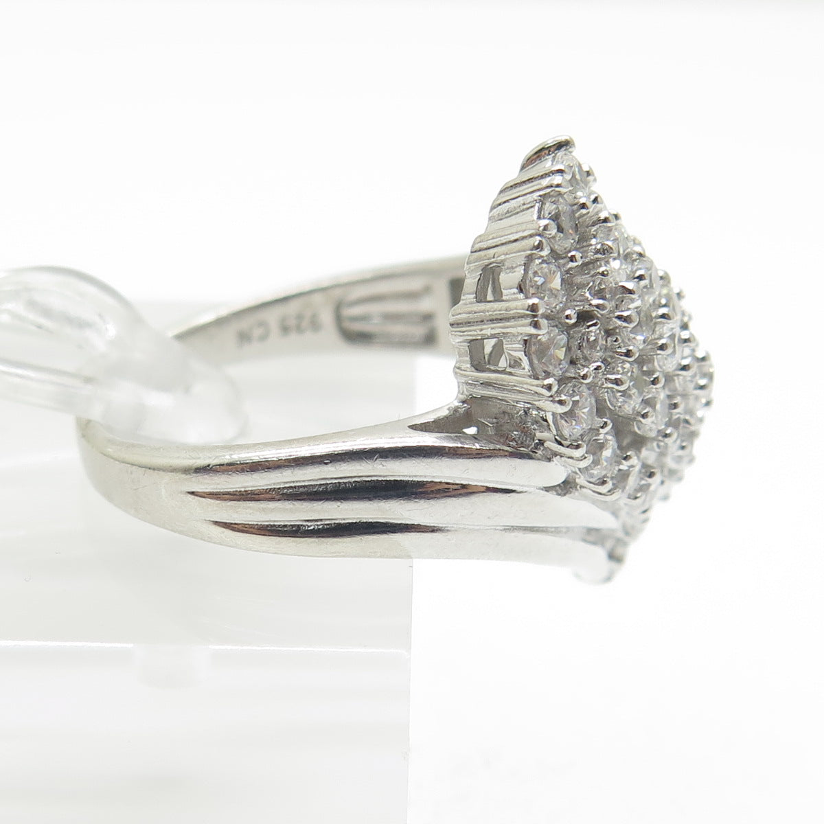 925 Sterling Silver Round-Cut C Z Bypass Ring Size 10