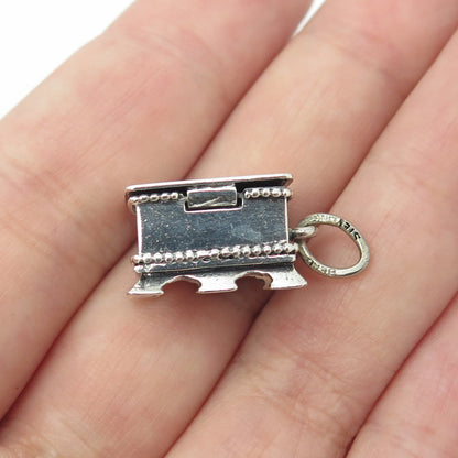 BEAU 925 Sterling Silver Vintage Hope Chest Box Charm Pendant