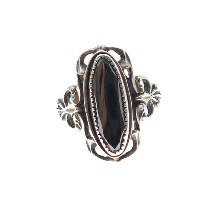 WHEELER MFG Old Pawn 925 Sterling Silver Vintage Hematite Oxidized Ring Size 8