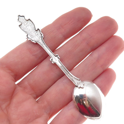 Ecco 925 Sterling Silver Antique Art Deco Enamel Canada Maple Leaf Coffee Spoon