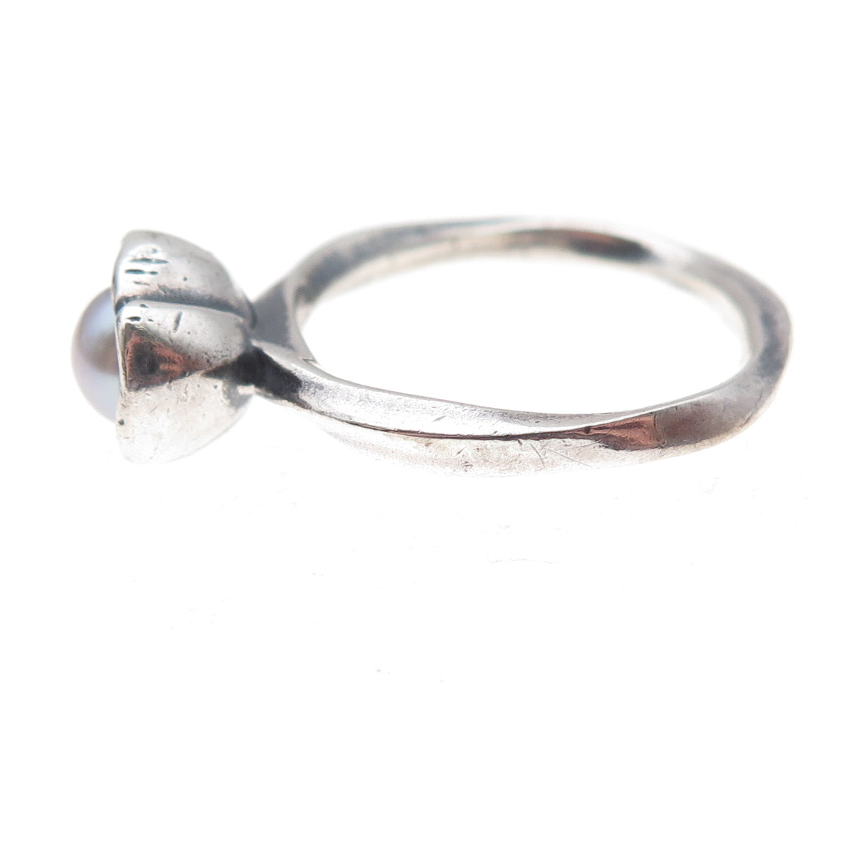 Pandora 925 Sterling Silver Real Grey Pearl My Wish Flower Ring Size 8.5