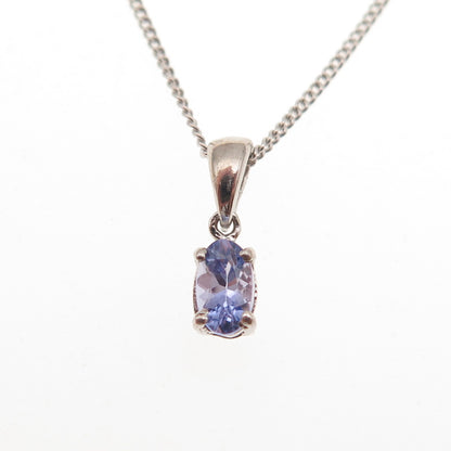Chuck Clemency 925 Sterling Silver Real Tanzanite Cuban Chain Necklace 20"