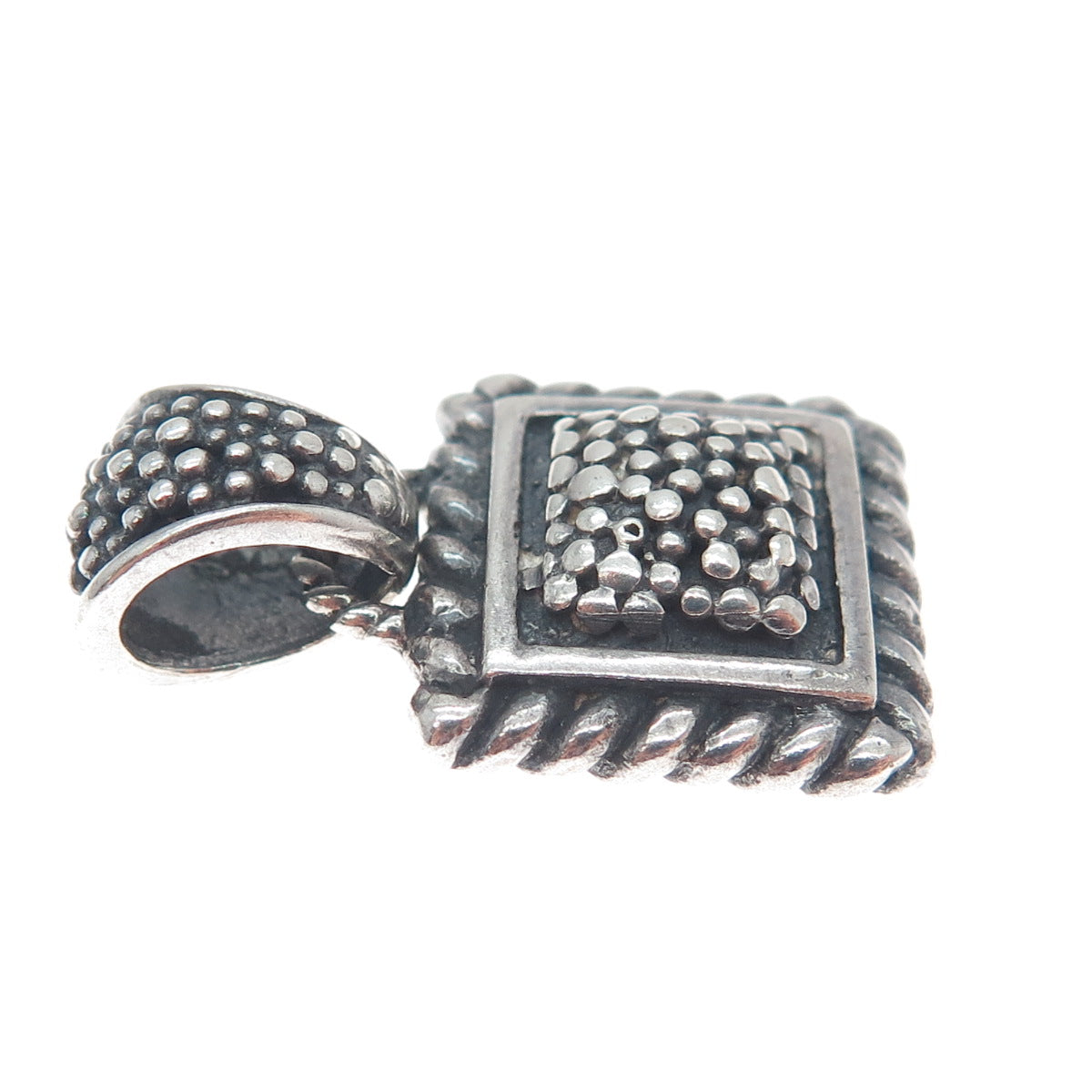 SIDNEY EVAN 925 Sterling Silver Vintage Modernist Granulated Oxidized Pendant