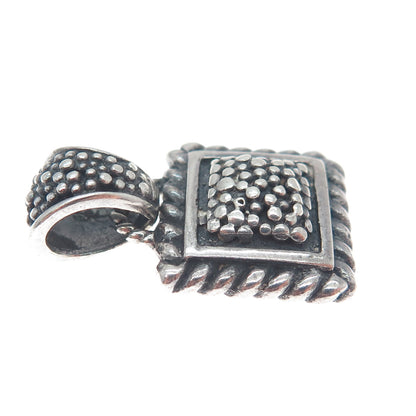 SIDNEY EVAN 925 Sterling Silver Vintage Modernist Granulated Oxidized Pendant