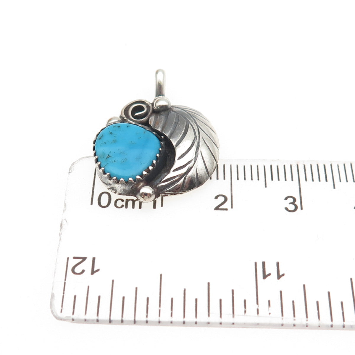 Lee McCray Navajo Old Pawn 925 Sterling Silver Vintage Turquoise Feather Pendant