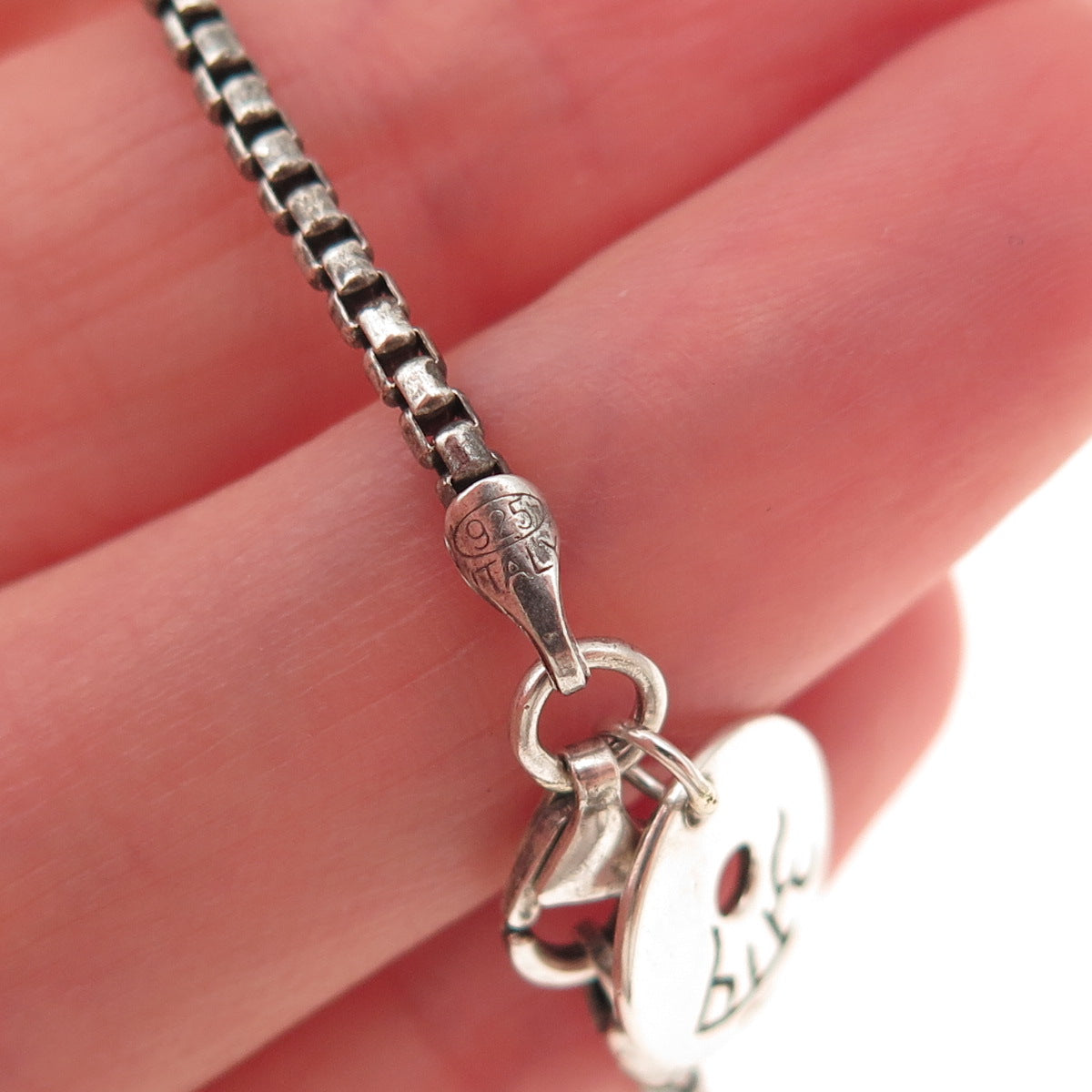 Me & Ro 925 Sterling Silver Vintage Tibetan Bead Round Box Link Bracelet 6.5"