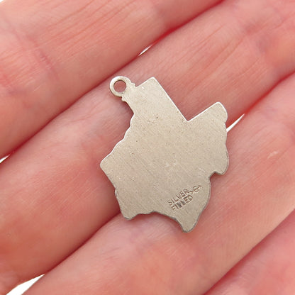 Griffith & Co. Silver Filled Vintage Texas State Map Oxidized Charm Pendant
