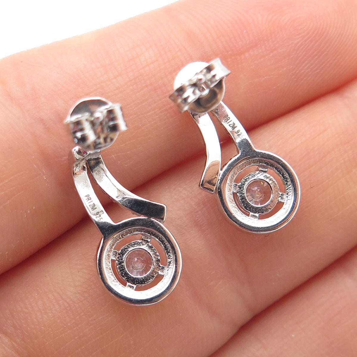 PRIZM 925 Sterling Silver Round-Cut C Z Sparkle Earrings