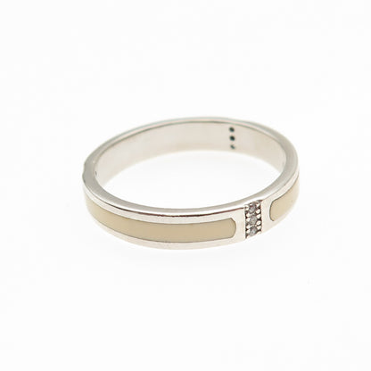 925 Sterling Silver Enamel Round-Cut C Z Band Ring Size 10