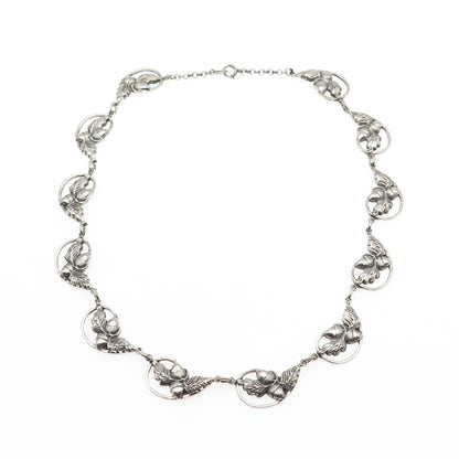 DANECRAFT 925 Sterling Silver Antique Art Deco Acorn Oxidized Chain Necklace 16"