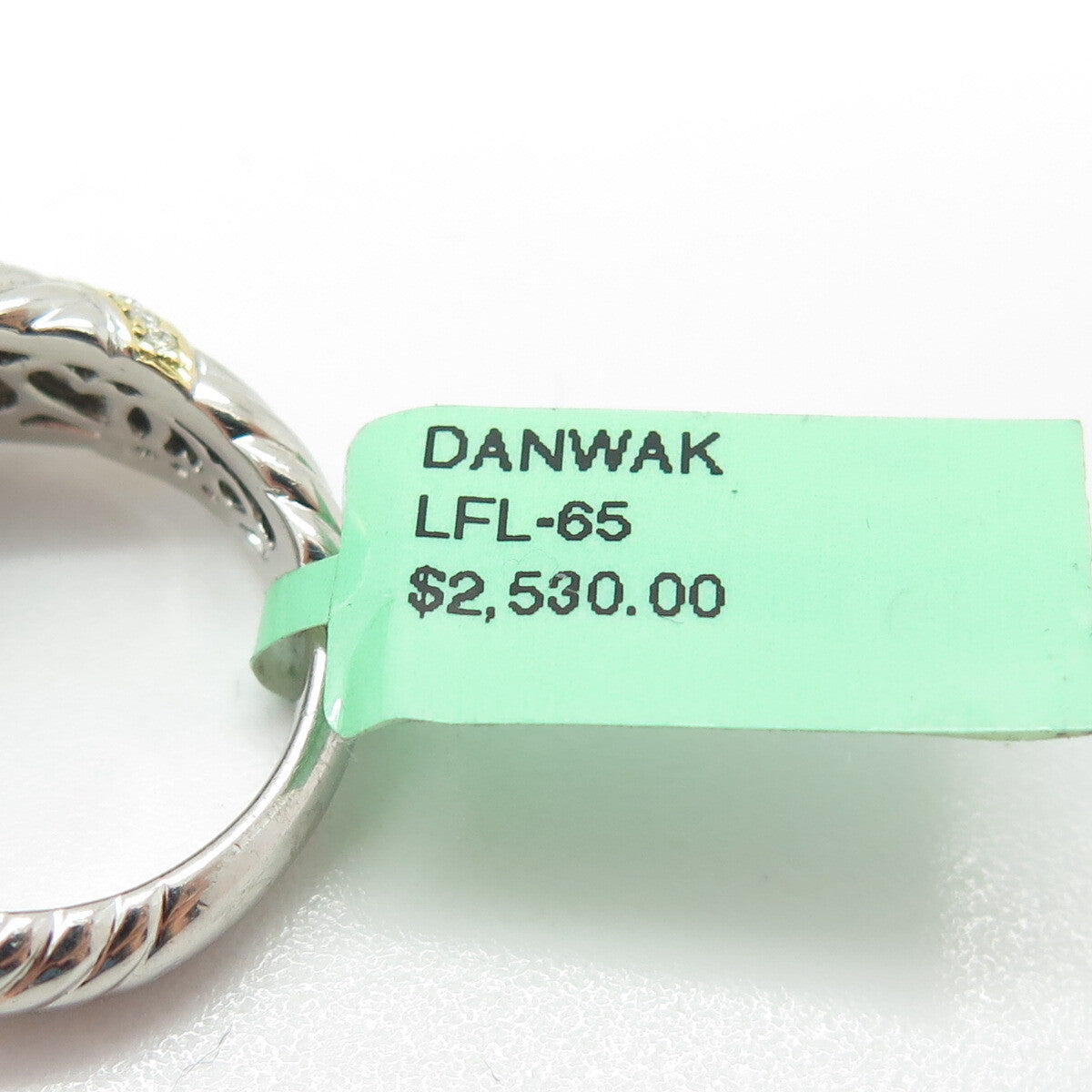 DANWAK 18K Gold Sterling 46 Diamond 0.23ct & Smoky Quartz 6.44ct Ring Size 7.25