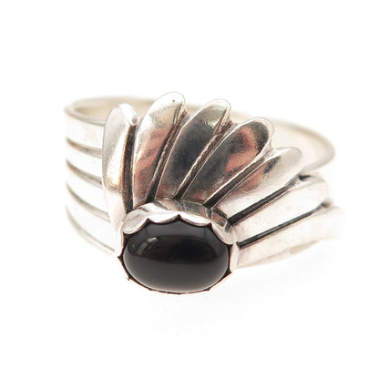 Richard Begay Navajo Old Pawn Sterling Silver Vintage Black Onyx Ring Size 12.25
