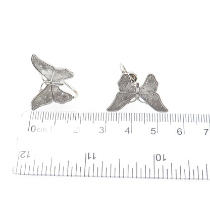 BEAU 925 Sterling Silver Vintage Butterfly Screw Back Earrings