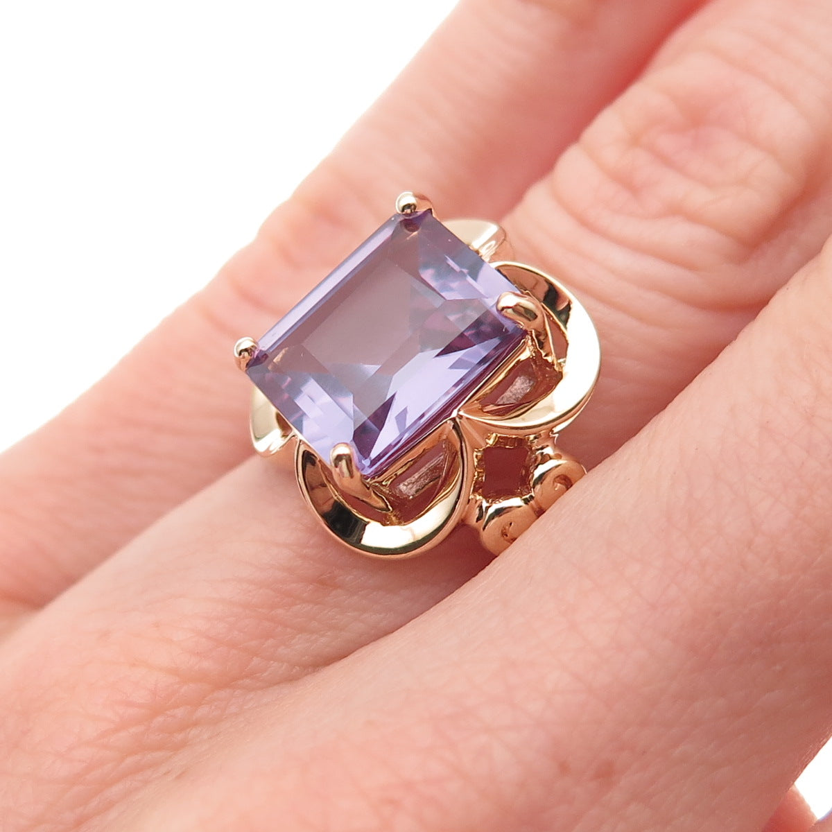 Ross Simons 925 Sterling Gold Plated Lab-Created Peacock Sapphire Ring Size 5