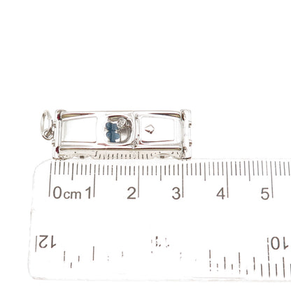 AE Art's Elegance 925 Sterling Vintage Enamel Convertible Car Movable 3D Pendant