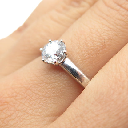 925 Sterling Silver Round-Cut C Z Engagement Ring Size 8.25