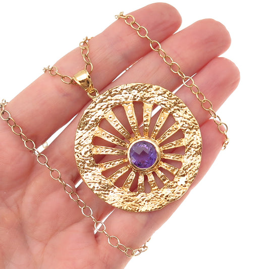Brilliant Earth 925 Sterling Silver Gold Plated Real Amethyst Chain Necklace 20"