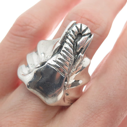 925 Sterling Silver Vintage Elephant's Head Statement Ring Size 9.25