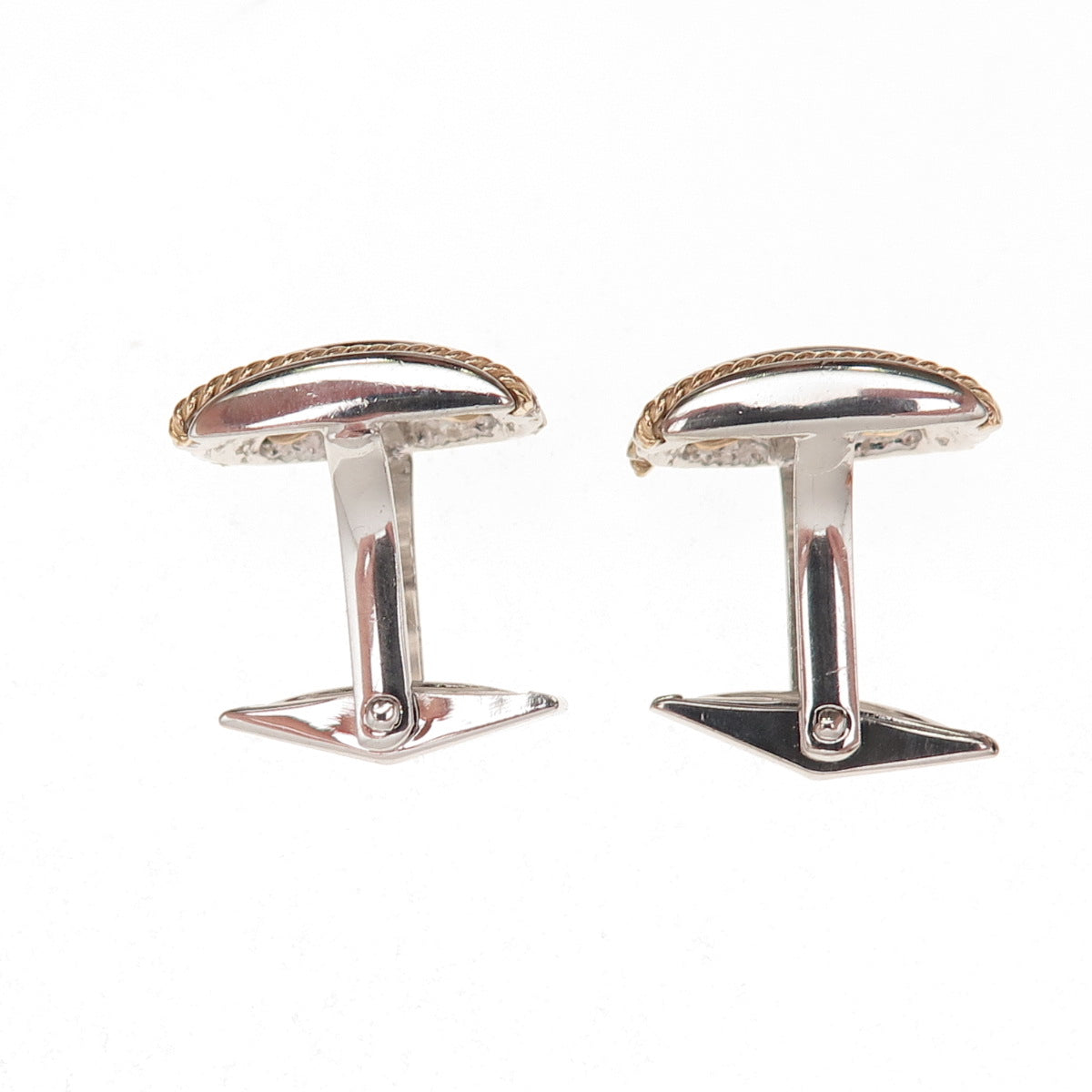 Dolan & Bullock 925 Sterling Silver 14K Gold Vintage Ribbed Cufflinks