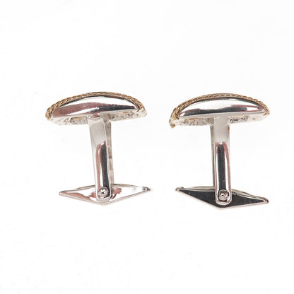 Dolan & Bullock 925 Sterling Silver 14K Gold Vintage Ribbed Cufflinks