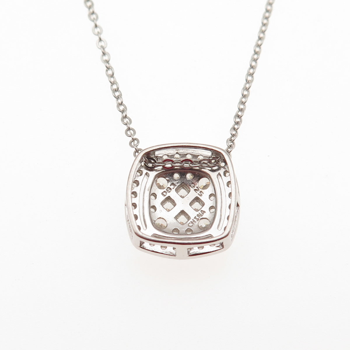 DEE BERKLE 925 Sterling Silver Round & Princess-Cut C Z Chain Necklace 16-18"