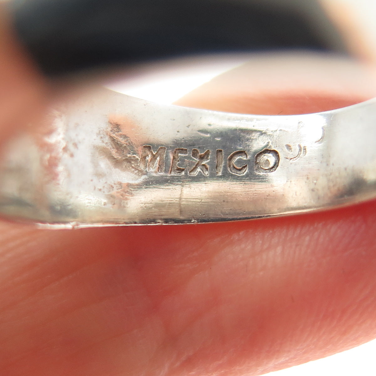 925 Sterling Silver Vintage Mexico Real Tiger Eye Modernist Ring Size 7