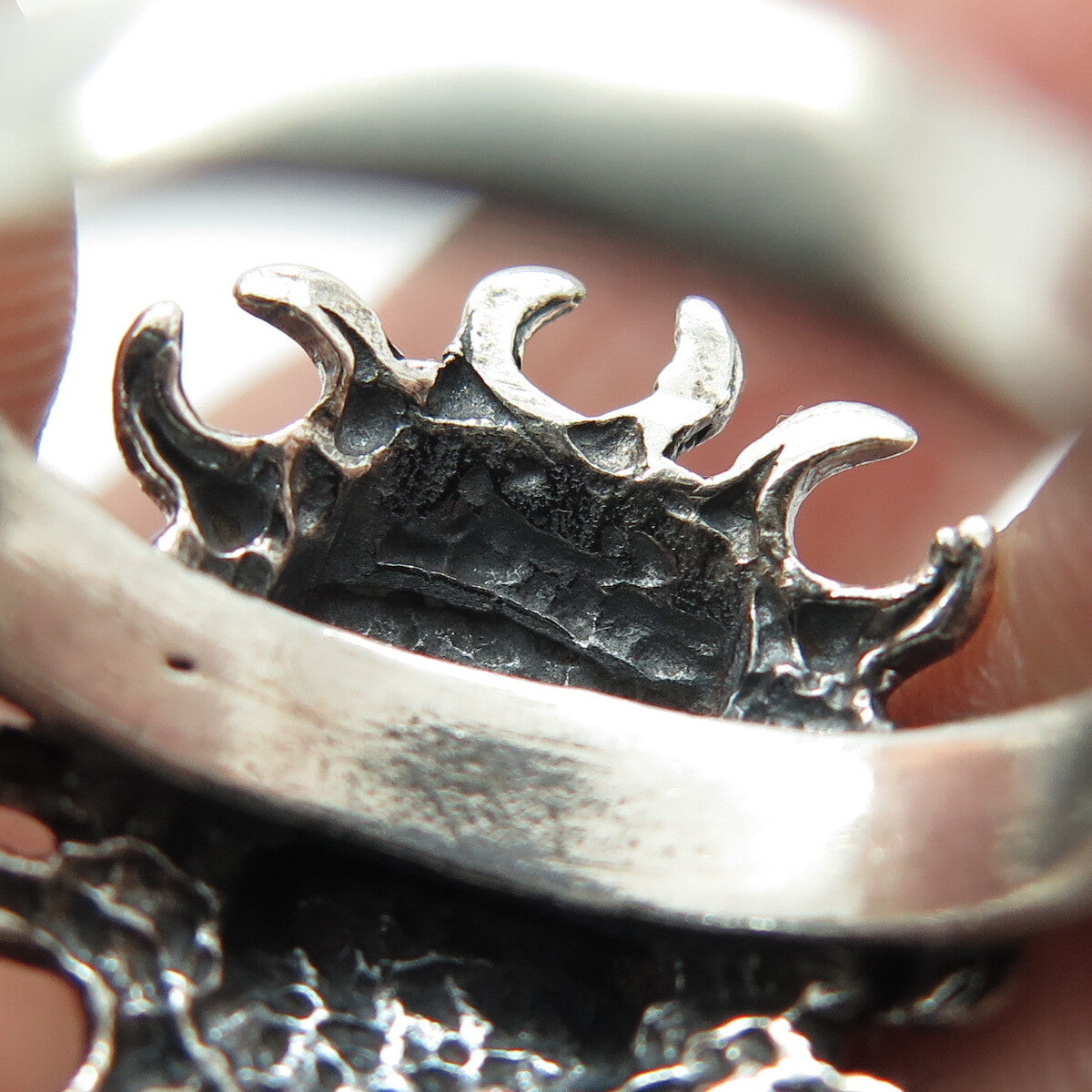 925 Sterling Silver Vintage Sun Face Oxidized Ring Size 7