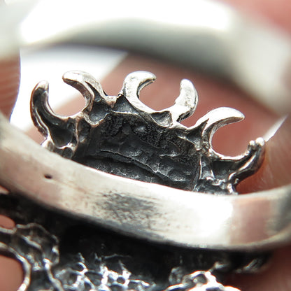 925 Sterling Silver Vintage Sun Face Oxidized Ring Size 7